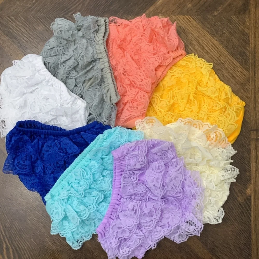 Lace Diaper Cover, Baby Petti Bloomers, Photo Prop, choice of color NEW 0-3 mo